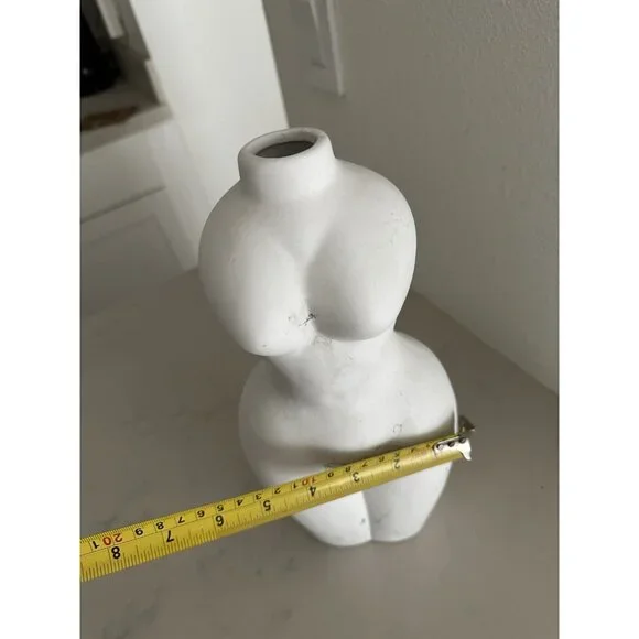 Vintage Women’s Figure Clay Vase White Statue 13” - Picture 3 of 7